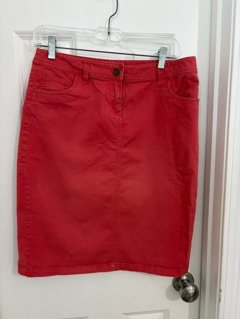 New York & Company Pink Coral Cotton Blend Casual Pencil Skirt Size 4